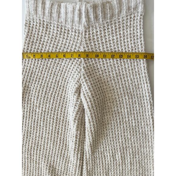 Beach Riot Rayne Sweater Pants Women M Cream Wide Legs Waffle Knit Stretch - Picture 6 of 11